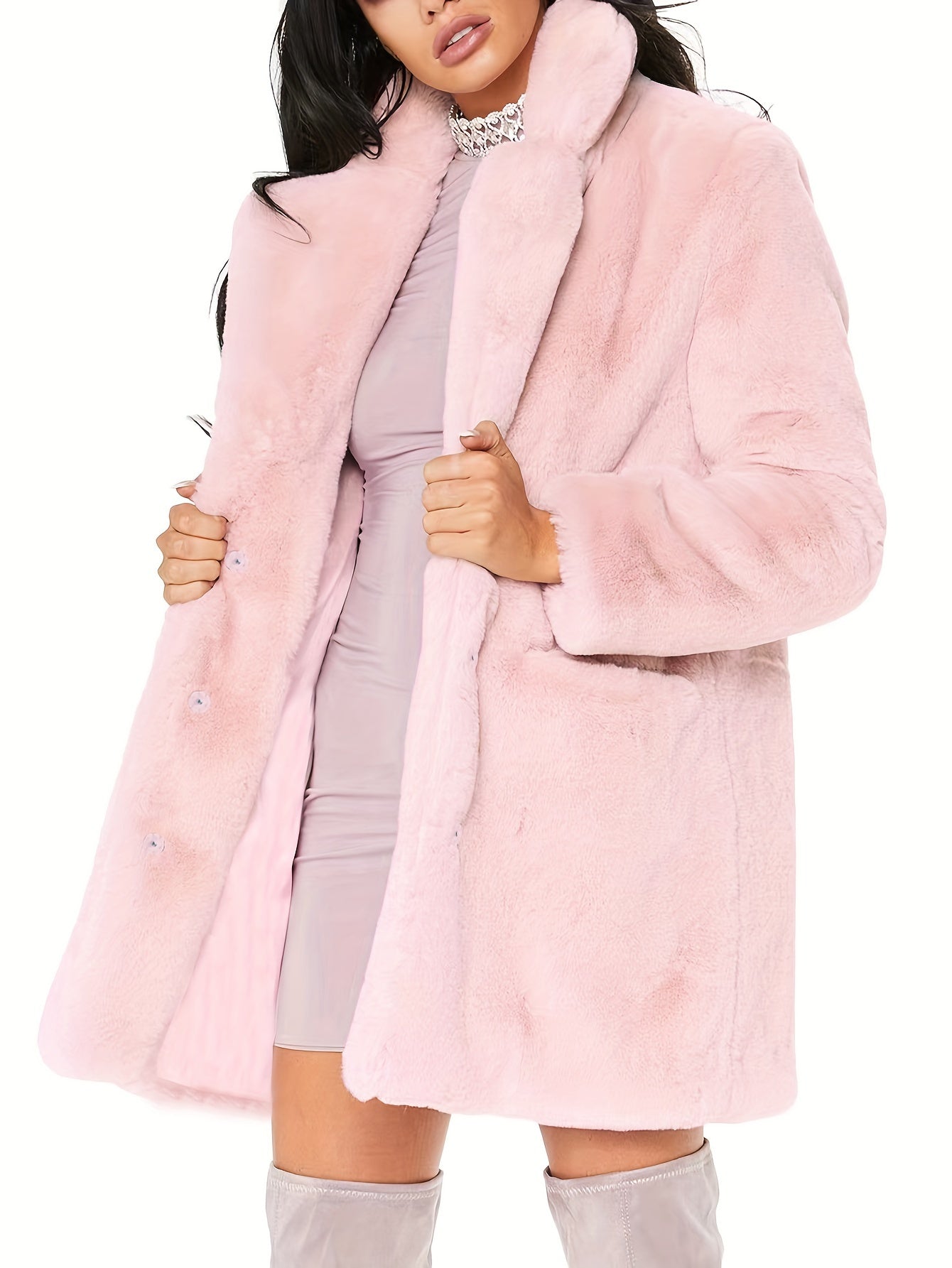 Długi płaszcz z ukrytymi napami i kieszeniami dla kobiet | Idealny na zimę