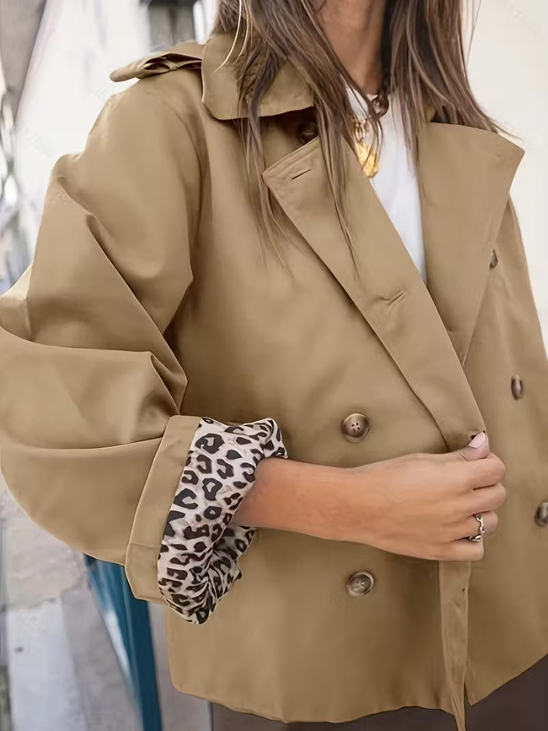 Płaszcz typu trench z wzorzystym podszewką dla kobiet | Idealny na przejściowy sezon