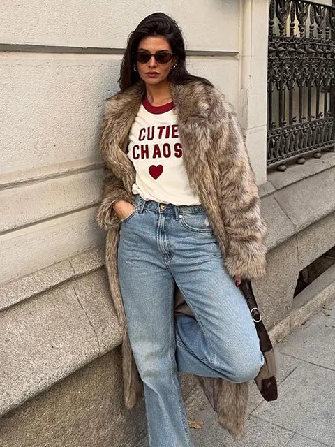 Przeczucik długi zimowy z miękką teksturą i klasycznym krojem dla kobiet | Idealny na zimne dni