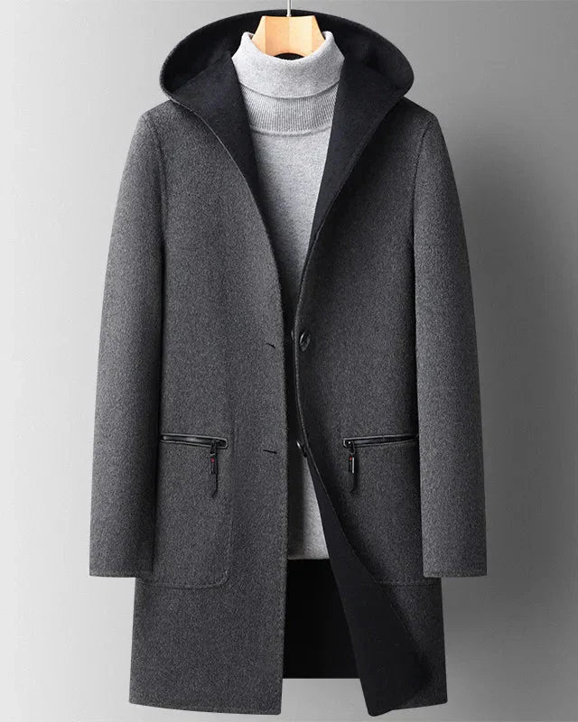 Damski płaszcz z kapturem i zatrzaskami | Idealny na zimę