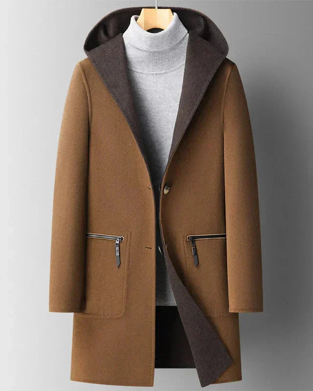 Damski płaszcz z kapturem i zatrzaskami | Idealny na zimę