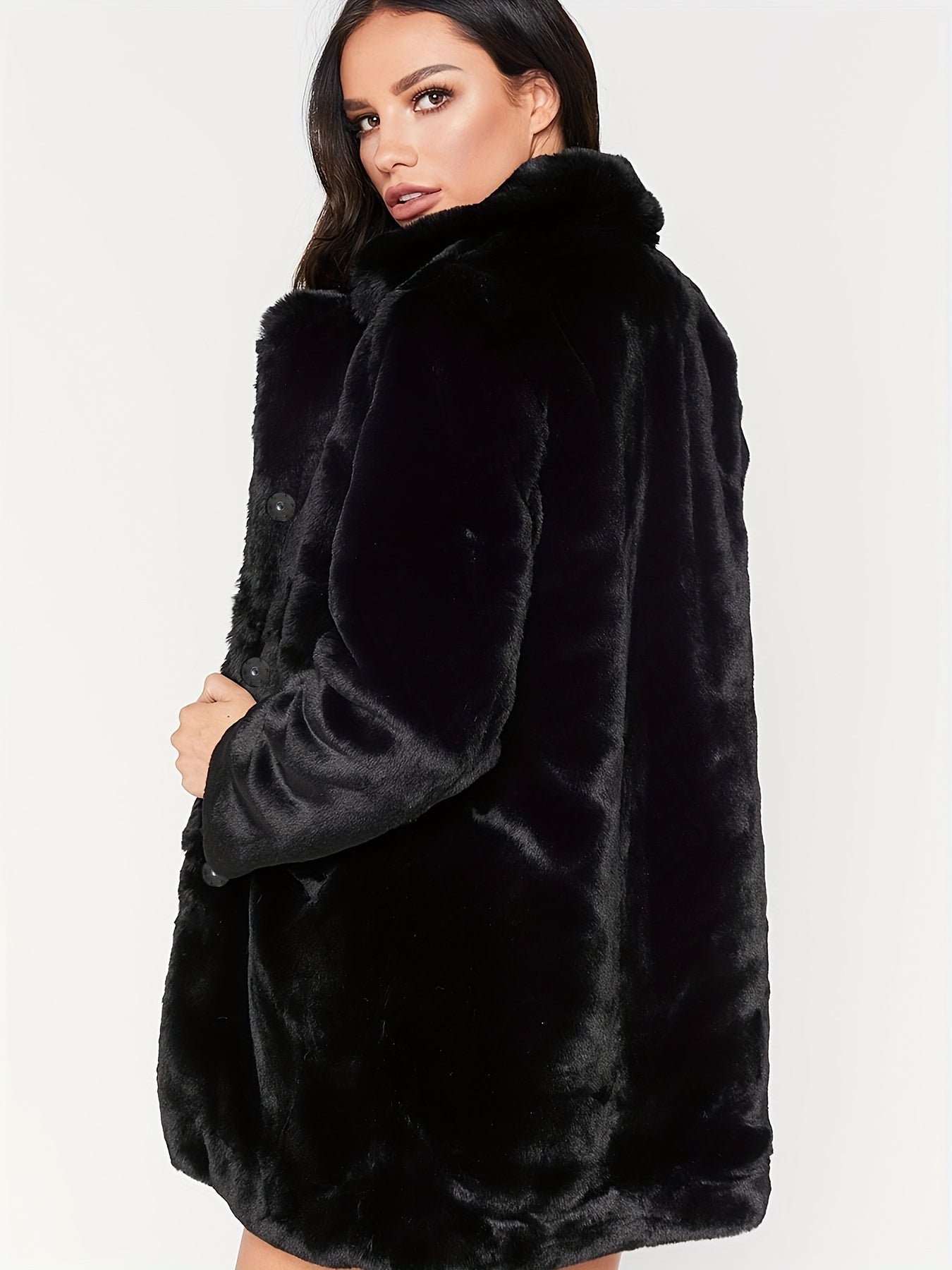 Długi płaszcz z ukrytymi napami i kieszeniami dla kobiet | Idealny na zimę