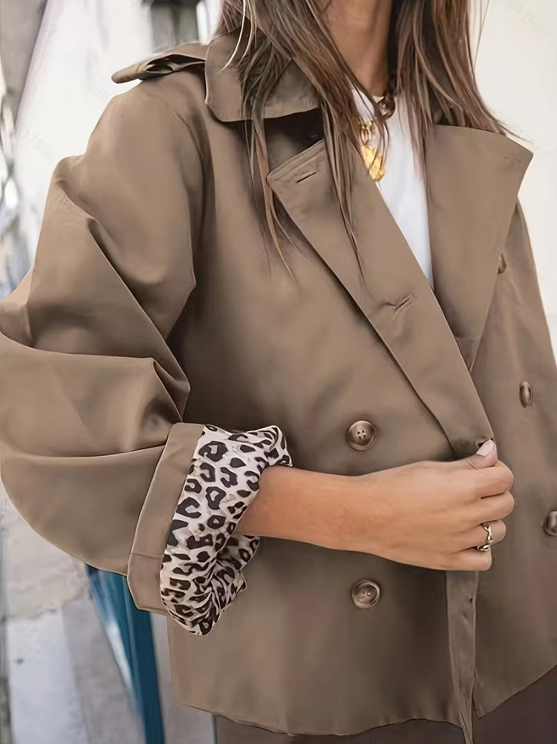 Płaszcz typu trench z wzorzystym podszewką dla kobiet | Idealny na przejściowy sezon