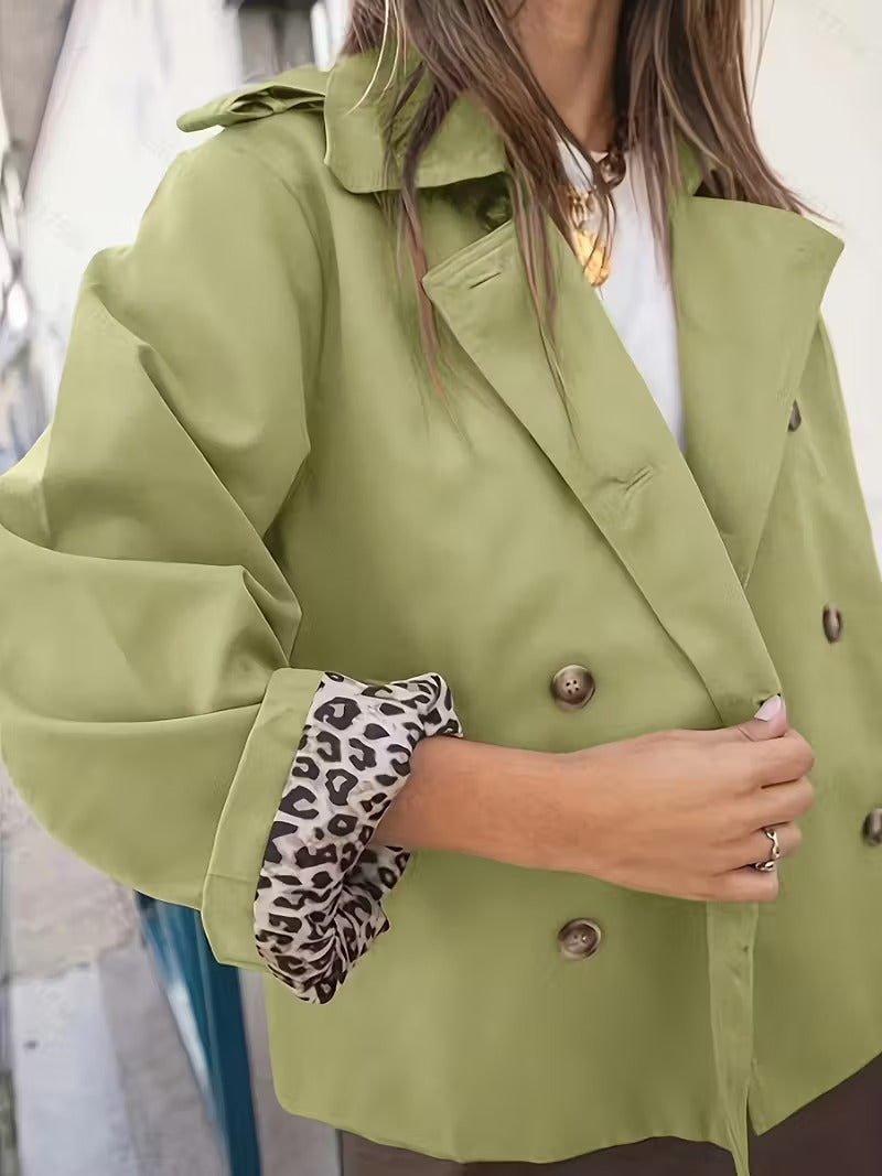 Płaszcz typu trench z wzorzystym podszewką dla kobiet | Idealny na przejściowy sezon